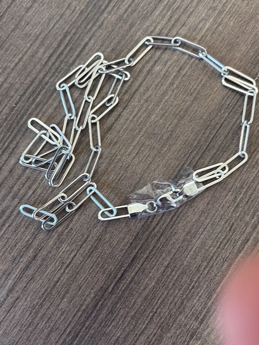 Silver Paperclip Chain Necklace 20in